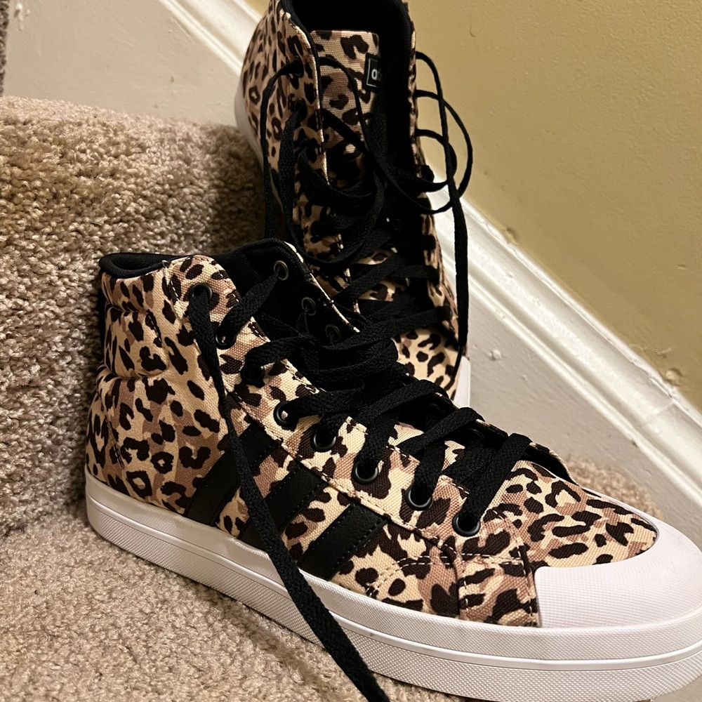 ADIDAS Nizza High-Top Leopard Print Platform Sneakers
